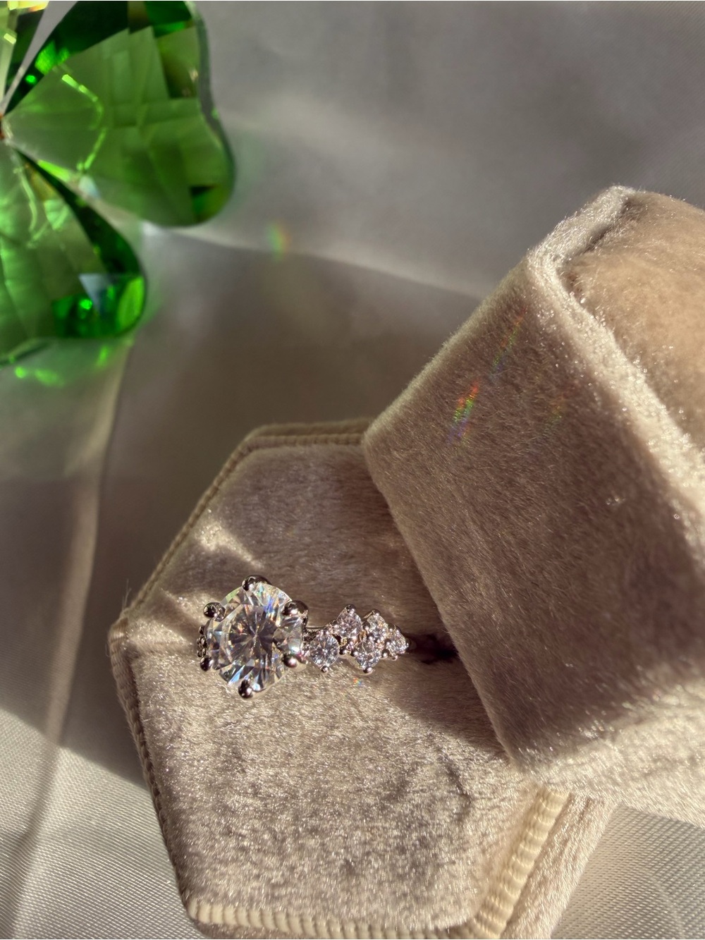 Brilliant 1 Ct Moissanite Ring | Sparkling Cluster Accents | Size 5 | NEW